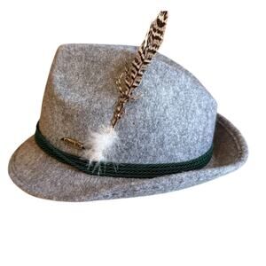 Alpen Shatz Tyrolean Alpine Traditional Hunting Hat Feather Cords Grey